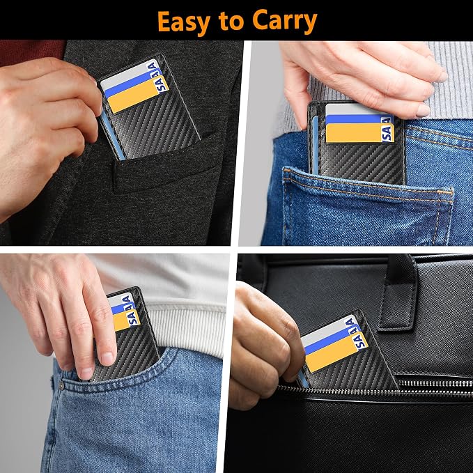 Travelambo Slim Minimalist Wallet for Men, RFID Blocking Credit Card Holder, Front Pocket ID Card Case, Gifts for Men, Husband, Boyfriend, Teenage - Image 8