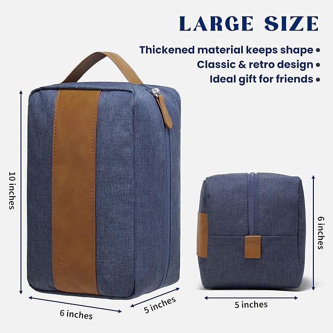 Vorspack Toiletry Bag for Men - Water Resistant Travel Bag for Toiletries, Lightweight Hygiene Bag for Bathroom, Travel Essentials, Gifts - Blue (Pack of 2) - Image 2