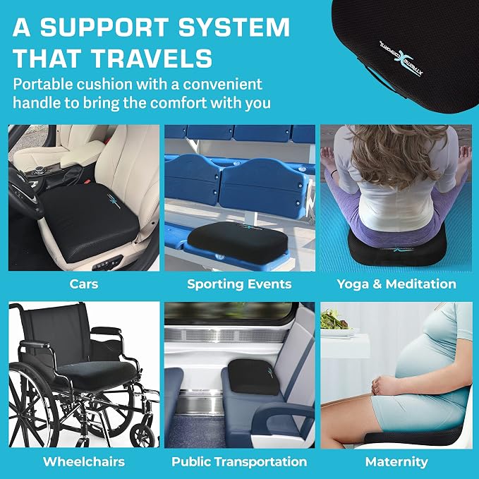 Xtreme Comforts Seat Cushions | Office Chair Cushions for Desk, Car, Wheelchair| Ergonomic Memory Foam Seat Cushion for Support & Comfort | Helps Improve Sitting Posture for Work & Body Relief (1 Pc) - Image 6