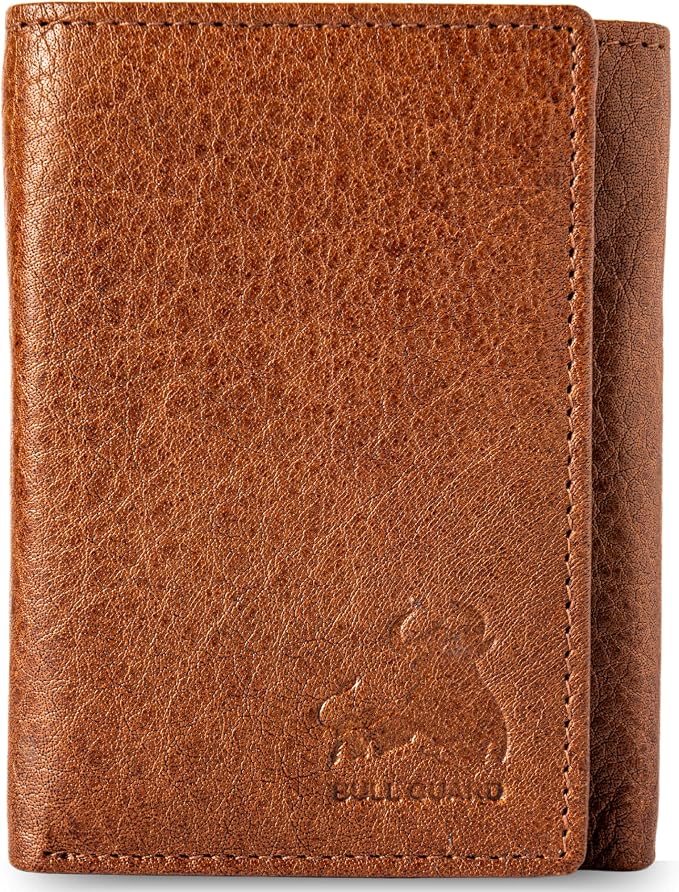 BULL GUARD Leather Trifold Wallets For Men with ID and RFID Blocking Crafted with Buffalo Top Grain Cowhide Premium Leather with Tight Stitching - Compact, Durable and Secure Everyday Carry by BullGuard