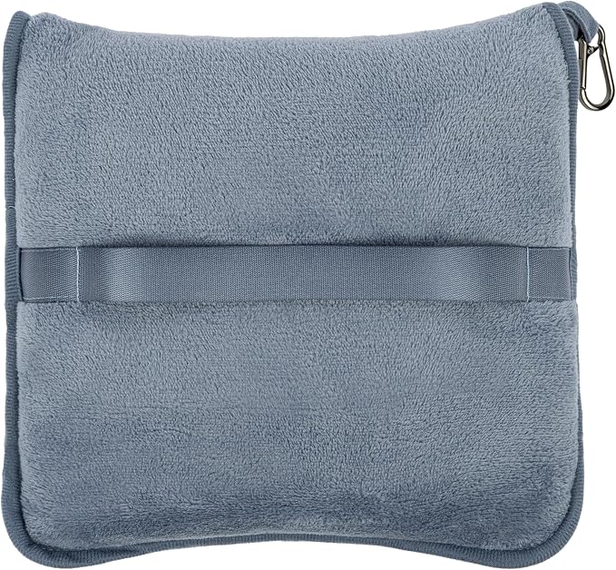 BlueHills Premium Soft Long Travel Blanket Airplane Throw - Grayish Blue | 70 X 48 Long Travel Blanket Pillow, Luggage Strap & Backpack Clip, Large Compact 2 in 1 Throw Airplane Traveling Essentials - Image 9
