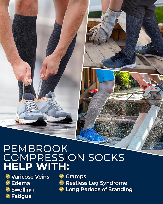 Pembrook® Light Compression Socks for Men & Women - 3 Pairs | 8-15 mmhg Compression Dress Socks for Men | Support Socks - Image 4