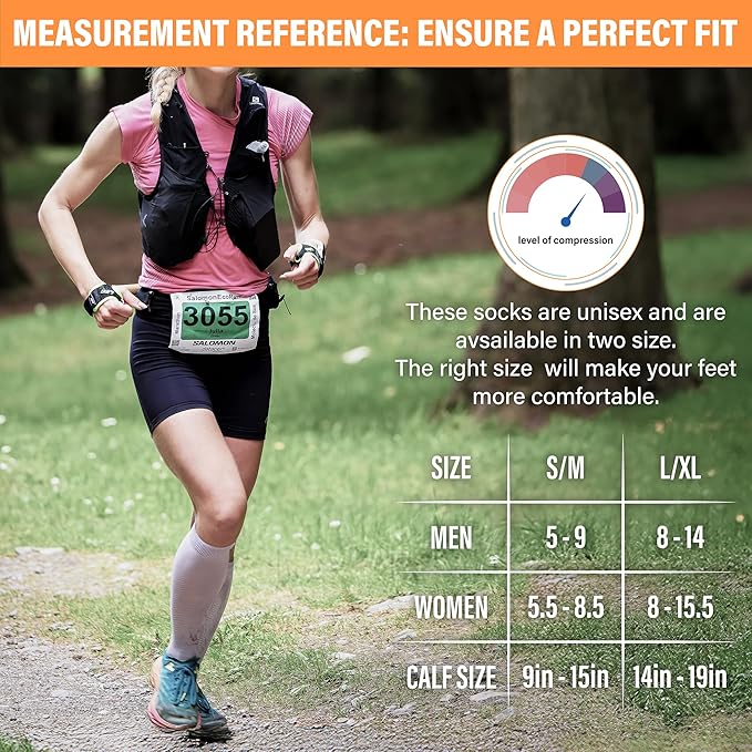 WITHYOU 3 Pairs Compression Socks for Women & Men 15-20 mmHg,Best Support for Nurses Running Hiking - Image 7