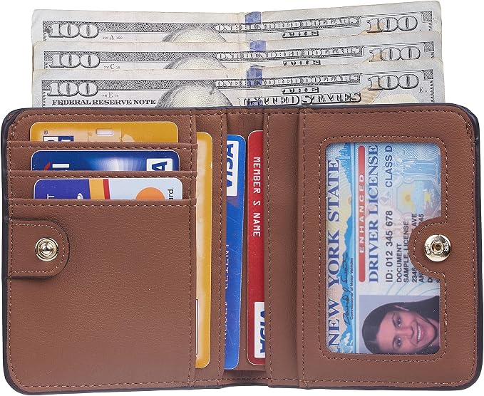 Toughergun Women’s Small Slim Leather Wallet with RFID Protection, Compact Bifold Mini Purse with Clear ID Window - Image 3