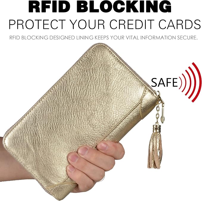 Easyoulife Credit Card Holder Wallet Womens Zipper Leather Case Purse RFID Blocking - Image 4