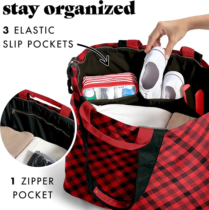 Fit & Fresh All The Things XL Beach Bag for Women, Oversized Travel Tote | Zip Closure, 3 Interior Pockets, 1 Large Zip Pocket, Dual Carry Handles, Canvas Weekender - Pool, College, Laundry, Groceries - Image 4