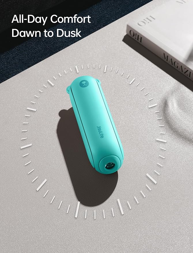JISULIFE Portable Handheld Fan, 3 In 1-Fan, Power Bank, Flashlight, Cyan | Mini Cooling Essential for Outdoor, Small, On-the-Go Pocket Hand Design, 24 Hours, Auto Shut-Off Safety Soft Blade - Image 6