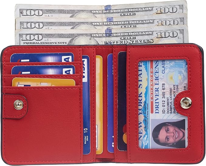 Gostwo Small Wallet for Women, Slim Bifold Credit Card Holder, Compact RFID Blocking Cash Wallet, Billfolds Thin Leather Zipper Pocket, Mini Wallet Gift for Ladies Teen Girls Travel with ID Window - Image 3
