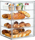 Bread Box for Kitchen Countertop, 4 Layers Pastry Display Case, 1 Pack | Easy Assembly, Adjustable Shelves, Magnetic Door, Clear View, Stable Design, Bakery Display, 15.5 x 11.4 x 9.8 Inch by SANKEUHomeStorage