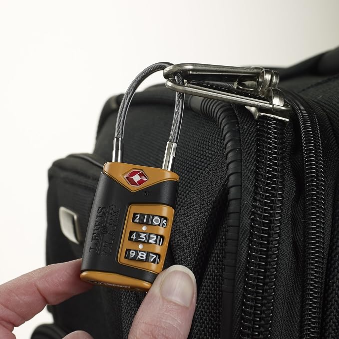 Lewis N. Clark TSA-Approved Easy-to-Set Combination Luggage Lock with Steel Cable, Orange, One Size - Image 7