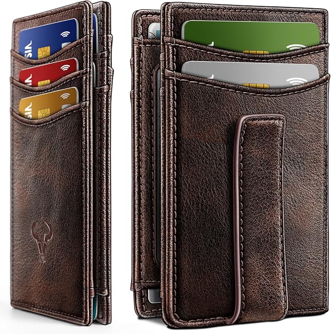 BULLIANT Magnetic Slim Leather Pocket Wallet Money Clip For Men 12Cards | RFID Blocking | Easy Access | Gift Boxed by BULLIANT