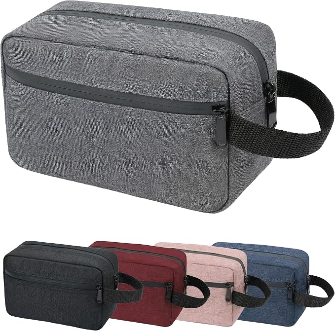 DSYSC Travel Toiletry Bag for Women & Men, Small Makeup Bag | Water-Resistant Cosmetic Bag, Cosmetic Pouch, Traveling Dopp Kit, Travel Essentials Accessories, Grey by DSYSC