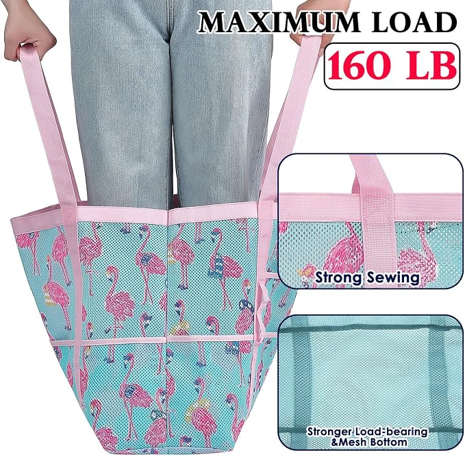 Fammart Mesh Beach Bag for Women, Large Beach Toy Pool Bag with Zipper Pocket, SandProof Cruise Essentials 2026 Family Travel - Image 7