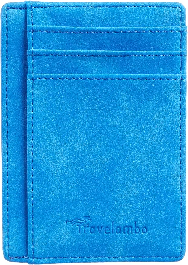 Travelambo Slim Wallet Front Pocket Minimalist Leather RFID Blocking Medium Size - Image 4