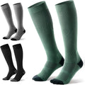 3 Pairs Easy On/Off Compression Socks - 15-20 mmHg Moderate Support Socks with Cushioned Sole and Seamless Toe by Bbfrey