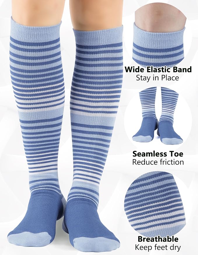 +MD 3 Pairs Bamboo Viscose Compression Socks for Women Men 15-20mmHg Knee High Support Stockings for Pregnancy Nurse Travel - Image 4