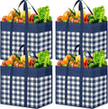WOWBOX Reusable Grocery Bags, Foldable Reusable Shopping Tote Bags | 4-Pack Large Storage Bags bulk with Reinforced Handles and Water Resistant Coating for Groceries,Multipurpose,Blue-White by WOWBOX