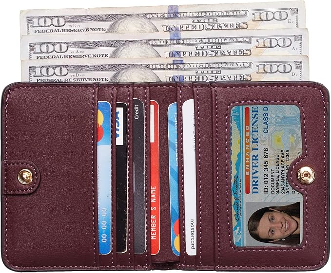 Toughergun Women’s Small Slim Leather Wallet with RFID Protection, Compact Bifold Mini Purse with Clear ID Window - Image 2