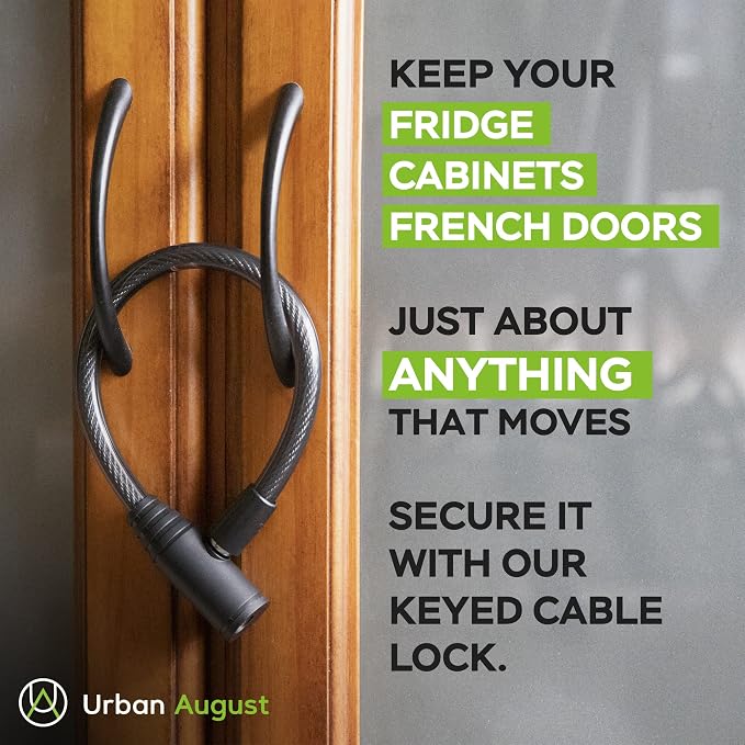 Child-Proof Refrigerator Lock for Kids & Adults - Lock for French Door Fridge and Cabinet (Small, Black - 2 Pack) - Image 2