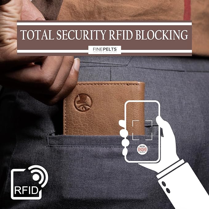 Anti-Theft Top Grain Leather RFID Card Holder Cum Minimalist Wallet for Men's and Women's (Tan) - Image 6