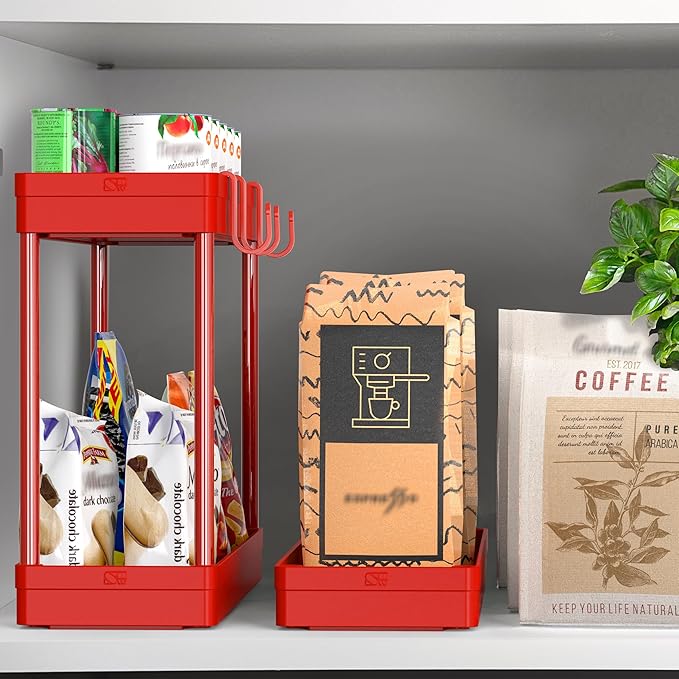 Simple Houseware 3-Tier Slim Rolling Cart w/Handle 5.5" Wx27.5 H, Red | Storage Cart for Narrow Space (5.5-Inch Wide) Kitchen, Bathroom, Laundry Room - Image 7