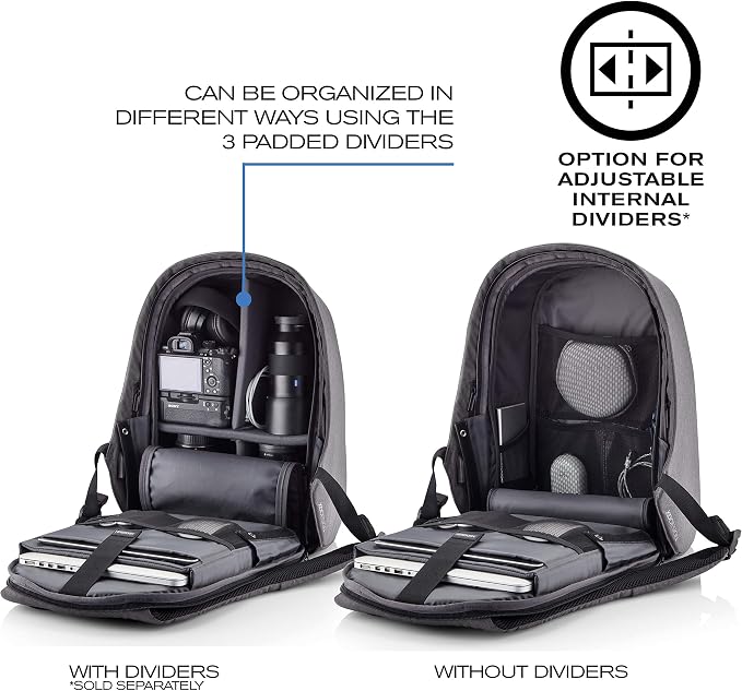 XDDesign Bobby Hero 16 Liter Anti Theft Laptop Backpack, Padded 15.6" Laptop Sleeve, Recycled Material, Water Repellent, USB Charging Port, Travel Carry on Flight Approved for Men&Women - Image 5