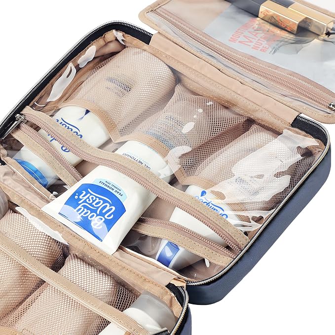 NISHEL Travel Toiletry Bag for women, Portable Hanging Organizer for Travel-Sized Shampoo, Conditioner, Brushes Set, Makeup Accessories, Medium Size, Aegean-Blue | for Travel-Sized Shampoo, Conditioner, Brushes Set, makeup Accessories, Medium Size, Aeg... - Image 6