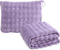 Soft Cozy Travel Blanket for Airplane Train and Car, Dusty Purple | Lightweight, Blanket or Pillow 2 in 1, Compact with Portable Bag Pillowcase, with Luggage Sleeve and Backpack Clip by SOCHOW