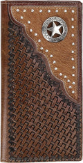 F&L CLASSIC Men's RFID Vintage Look Genuine Leather Long Bifold Wallet Checkbook Wallets,brown,240-80 by FLCLASSIC