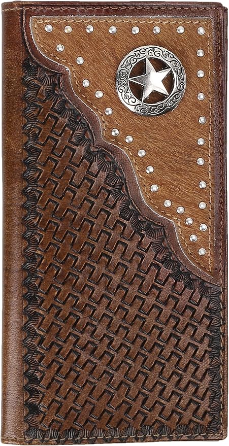 F&L CLASSIC Men's RFID Vintage Look Genuine Leather Long Bifold Wallet Checkbook Wallets,brown,240-80 by FLCLASSIC