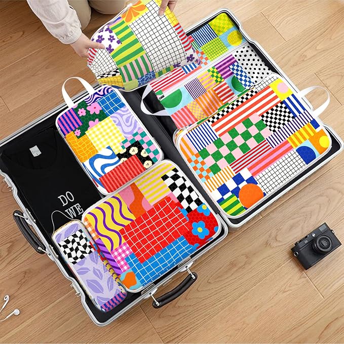 Compression Packing Cubes for Travel, 6 Set Natural Life Luggage Organizers, Lightweight Waterproof Expandable/Compression Bags Bohemia Smell Proof Travel Packing Cubes for Suitcases - Image 6