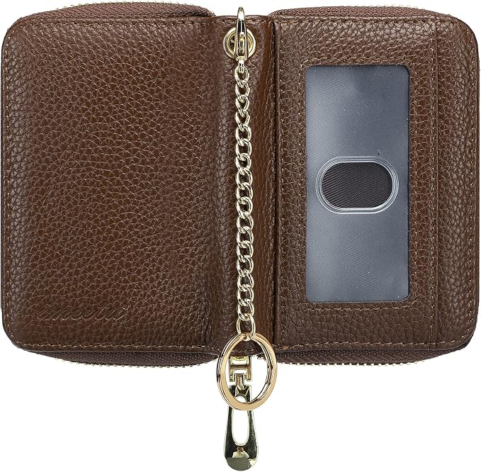 imeetu Rfid Credit Card Holder, Businese Card Case, Wallet for Women Men | Genuine Leather Card Wallet with id Window, Keychain & Double Zipper, Water-resistan Small Wallet with Gift Box, Daily Travel - Image 2
