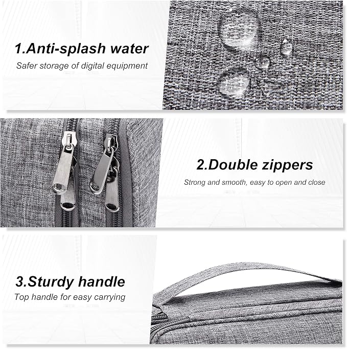 SELLYFELLY Electronic Bag Travel Cable Accessories Bag Waterproof Double Layer Electronics Organizer Portable Storage Case for Cable, Cord, Charger, Phone, Adapter, Power Bank, Kindle, Hard Drives - Image 5