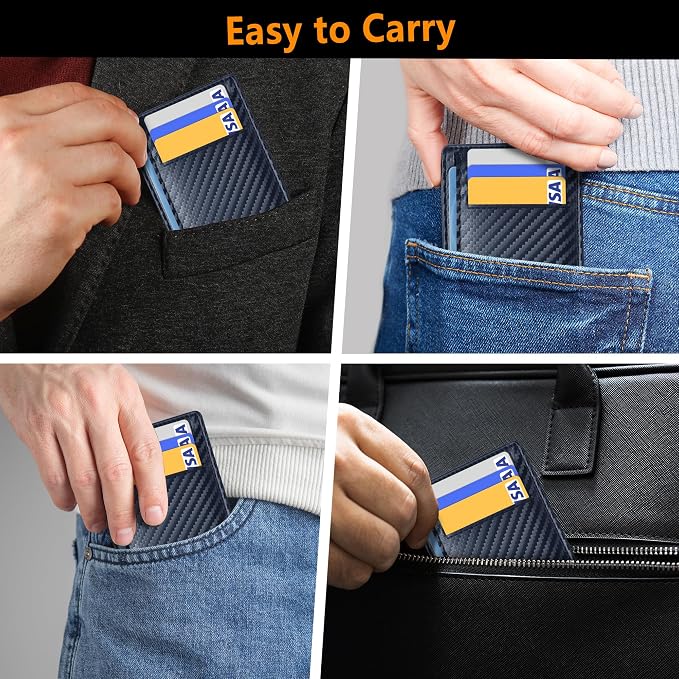 Travelambo Slim Minimalist Wallet for Men, RFID Blocking Credit Card Holder, Front Pocket ID Card Case, Gifts for Men, Husband, Boyfriend, Teenage - Image 8