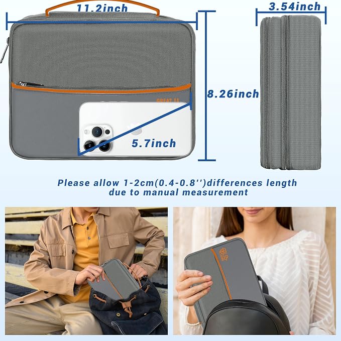 Electronics Organizer,Travel Cord Organizer Pouch,Cable Organizer Bags | Waterproof Electronic Accessories Storage Case for Cables, Cords, Charger, Phone (Three Layer-Gray) - Image 3