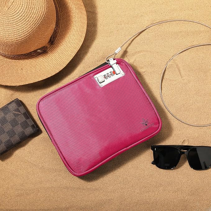 KOSMCCO Anti Theft Beach Locking Bag, Portable Travel Safe, Rose Red | Lockable Design, Holds Phone Wallet and Keys, Compact and Durable, Ideal for Beach Pool and Vacation - Image 2