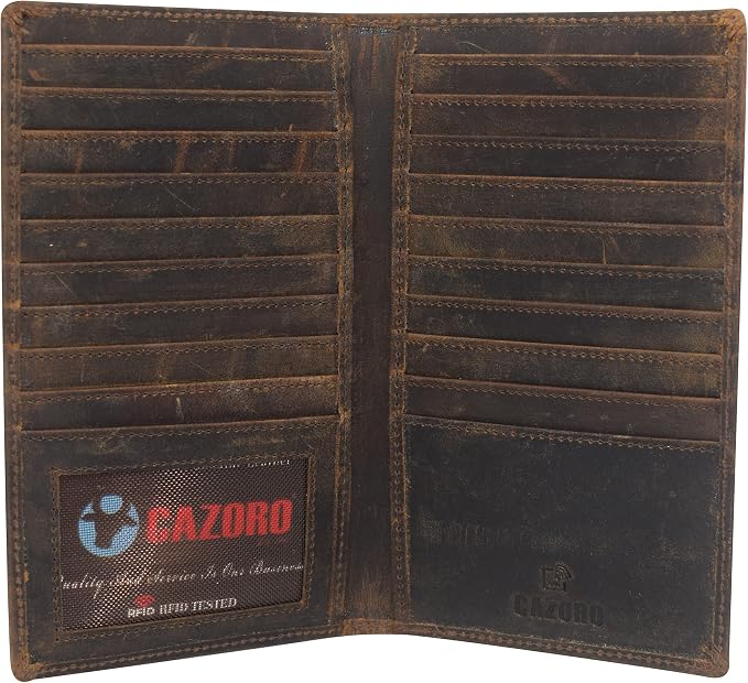 Marshal Bifold Leather RFID Blocking Wallet For Men & Women | Genuine Leather Holder With 19 Slots, 2 Bill Compartments & ID Window | For Credit/Debit Cards, Money & More (Vintage Design Brown) by Marshalwallet