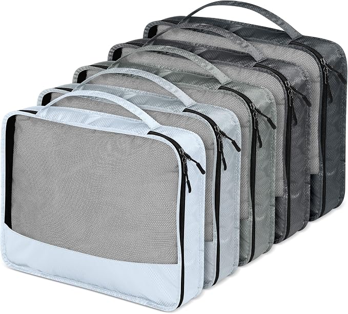 5 Pcs Packing Cubes for Suitcase Large Travel Cubes Carry on Luggage Organizer Bags for Clothes Accessories(L,Gray) - Image 5