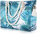 Clothirily Beach Bag for Women, Large Beach Tote Bag Waterproof with Zipper | Large Capacity Swim Pool Bag, Inner Pockets, Sandproof Foldable Beach Tote for Travel Essentials by Clothirily