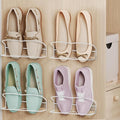 4Pack Wall Mounted Shoe Rack with Sticky Hanging Strips (White) | Very Easy to Install no Need to Drill Hanging Shoe Organizer, for RV, Door,Entryway, Bathroom, Living Room, Mud Room, Laundry by PrimZootyDesign