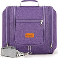 Travel Hanging Toiletry Bag for Women and Men, 6 Organizer Compartments, Holds Full Size Bottles, Extra Large Cosmetic Accessories, Makeup essentials, Bathroom Water-resistant Toiletries Bag, Purple by COOSKY