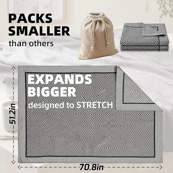 Travel Blanket Airplane - Ultra Soft & Lightweight Knit Design Compact Airplane Blanket,53x72 Inch,Stylish Travel Shawl Wraps for Flights,Office,Home Use,Travel Essentials & Gifts - Image 6