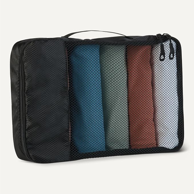 Amazon Essentials 4-Piece Packing Cubes Travel Accessories Set, Luggage Organizer with Double Zipper, Mesh Top, Space-Saving, Medium, Black (Previously Amazon Basics) - Image 4