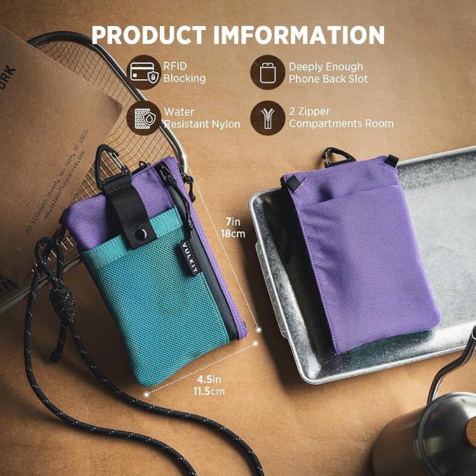 VULKIT RFID Blocking Travel Wallet for Women, Water Resistant Passport & Phone Holder with Detachable Lanyard and Key Ring, Lightweight Zipper Travel Wallet - Image 8