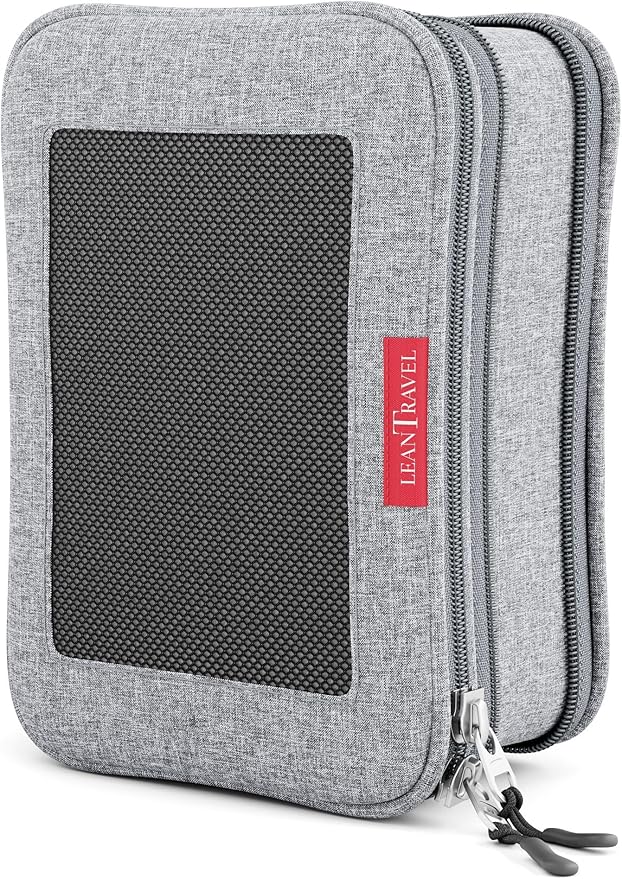 LeanTravel Premium Compression Packing Cubes for Travel - Suitcase Organizer Bags with Double Zipper & Breathable Mesh Panel - Space Saving Carry On Luggage Essentials (1 Small Bag, Grey) by LeanTravel