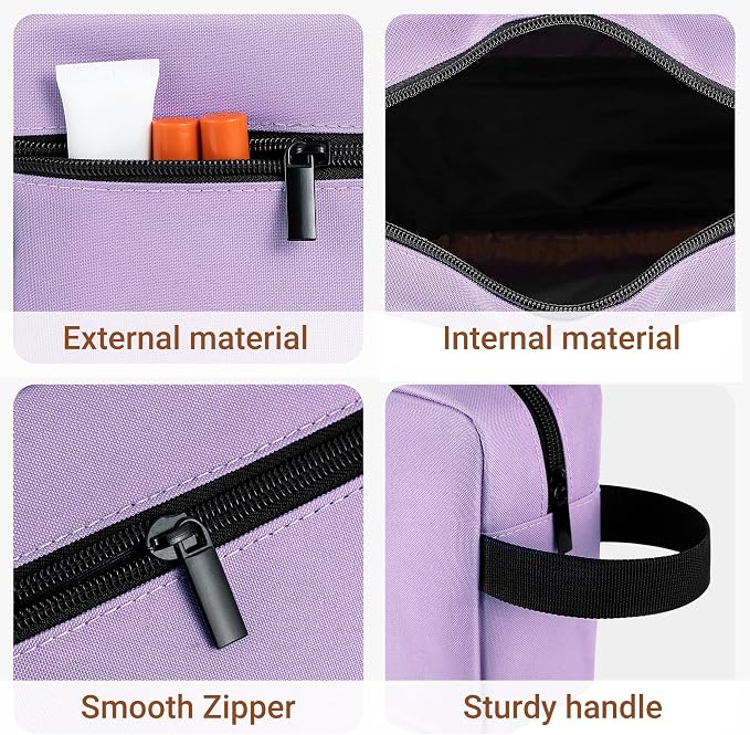 Elviros Travel Toiletry Bag for Women and Men,Lightweight Makeup Bag Hanging Dopp Kit with Shaving Compartment Cosmetic Organizer Small Tool Bag Travel Essentials,Gifts for Women(Lavender Purple) - Image 6