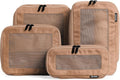 Compression Packing Cubes for Travel, 4-Pack, Mocha | Solves overpacking, 4-Piece set fits most carry-ons, 50% Space savings, Compression luggage organizer bags by Aerotrunk