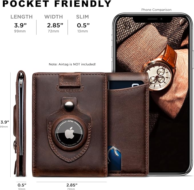 SERMAN BRANDS RFID Blocking Slim Bifold Genuine Leather Minimalist Front Pocket Wallets for Men with Money Clip Thin Mens - Image 4