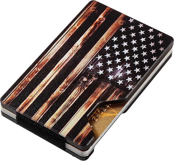 Slim Wallet for Men,RFID Blocking Minimalist Metal Wallet, Money Clip/Cash Holder, Front Pocket Aluminum Credit Card Holder, Ideal Gift for Men,American USA Flag - Image 4