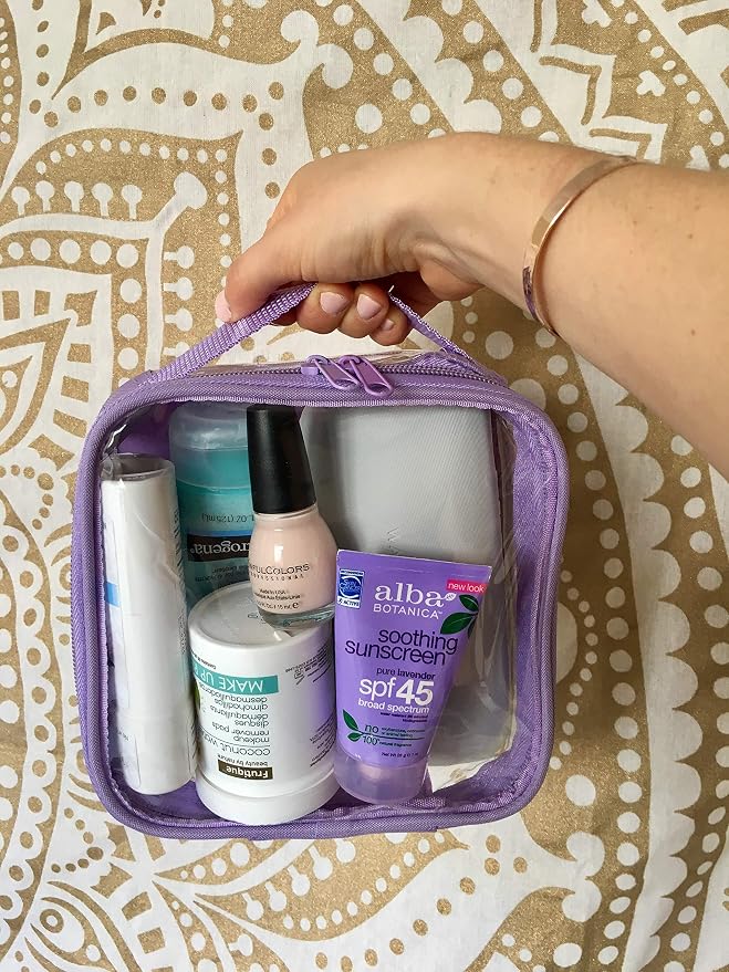 Clear TSA Approved 3-1-1 Travel Toiletry Bag for Carry On/Quart Size Transparent Liquids Pouch for Airport Security/Reusable See Through Vinyl & PVC Plastic Organizer Men Women (Lilac) - Image 9